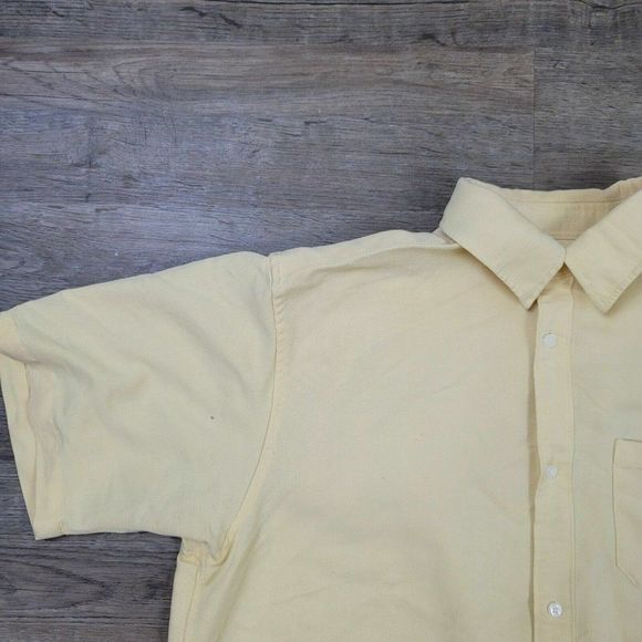 Joe Joseph Abboud Polo T-Shirt Yellow Collared Short Sleeve Solid Button Up Mens - Picture 4 of 7